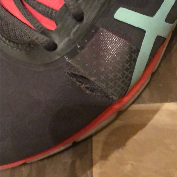 Asics gray, teal, and peach training sneakers - Picture 6 of 7